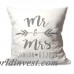 4 Wooden Shoes Personalized Brush Script Mr Mrs Throw Pillow FWDS1131